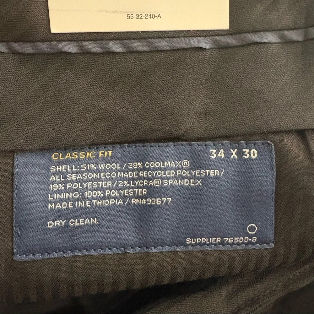 STAFFORD COOLMAX Classic Fit Flat Front Navy Plaid Dress Suit Pants NWT